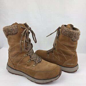 Eddie Bauer Laurel Lace Up Waterproof Suede Boots Tan Size 8.5